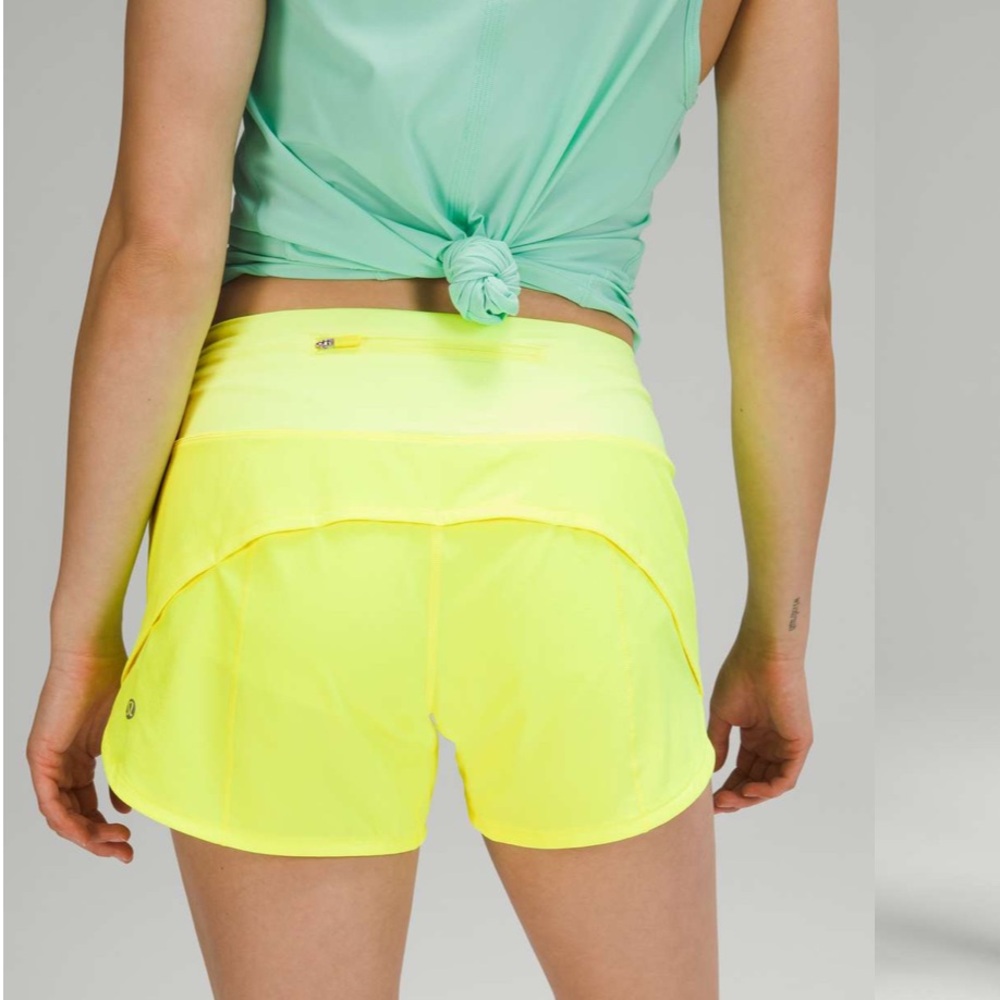 Lululemon Speed Up Mid-Rise Short 4" inseam size 2 Highlight Yellow - Picture 3 of 14